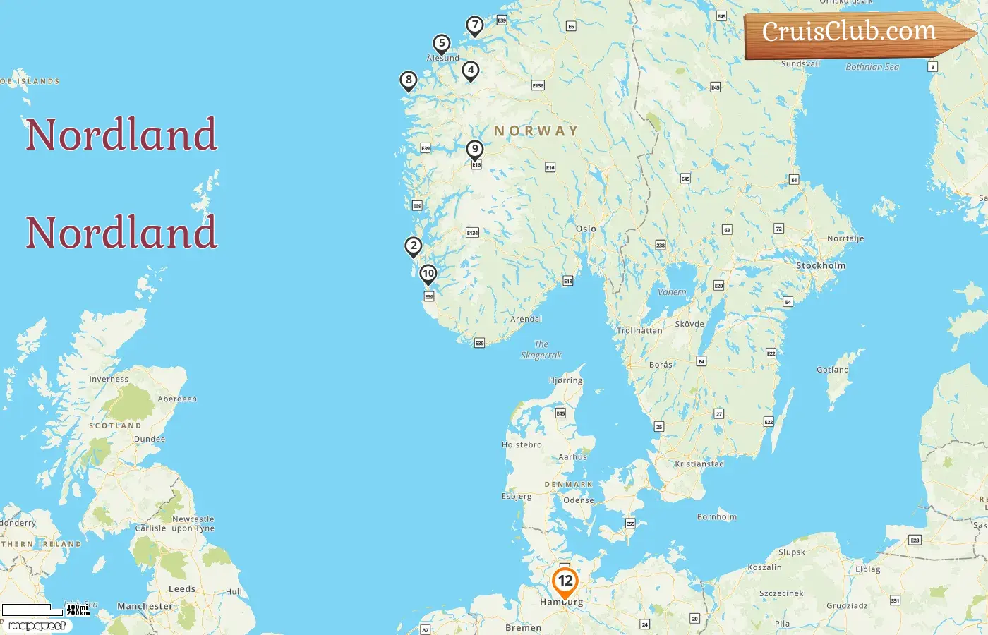 Cruzeiro no Norte a partir de Hamburgo a bordo do navio AIDAprima com visitas à Alemanha e Noruega por 12 dias