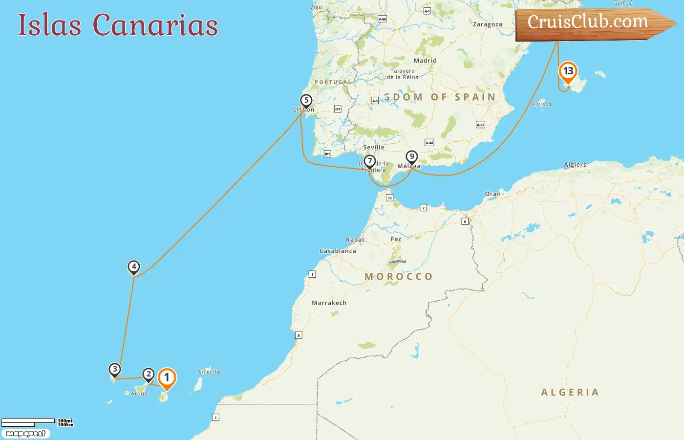 Crucero por las Islas Canarias desde Las Palmas a Palma a bordo del barco AIDAperla con visitas a España por 13 días