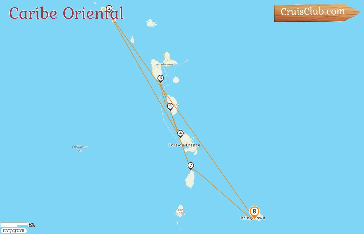 Cruzeiro no Caribe Oriental a partir de Bridgetown a bordo do navio Seabourn Ovation com visitas a Barbados, São Cristóvão e Nevis, Martinica, Guadalupe e Santa Lúcia por 8 dias
