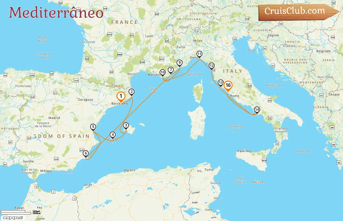 Cruzeiro no Mediterrâneo de Barcelona a Civitavecchia a bordo do navio Silver Ray com visitas à Espanha, França, Mônaco e Itália por 16 dias