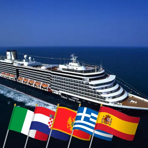 Kreuzfahrt im Mittelmeer von Triest nach Barcelona an Bord des Schiffes Oosterdam mit Besuchen in Italien, Kroatien, Montenegro, Griechenland und Spanien für 11 Tage