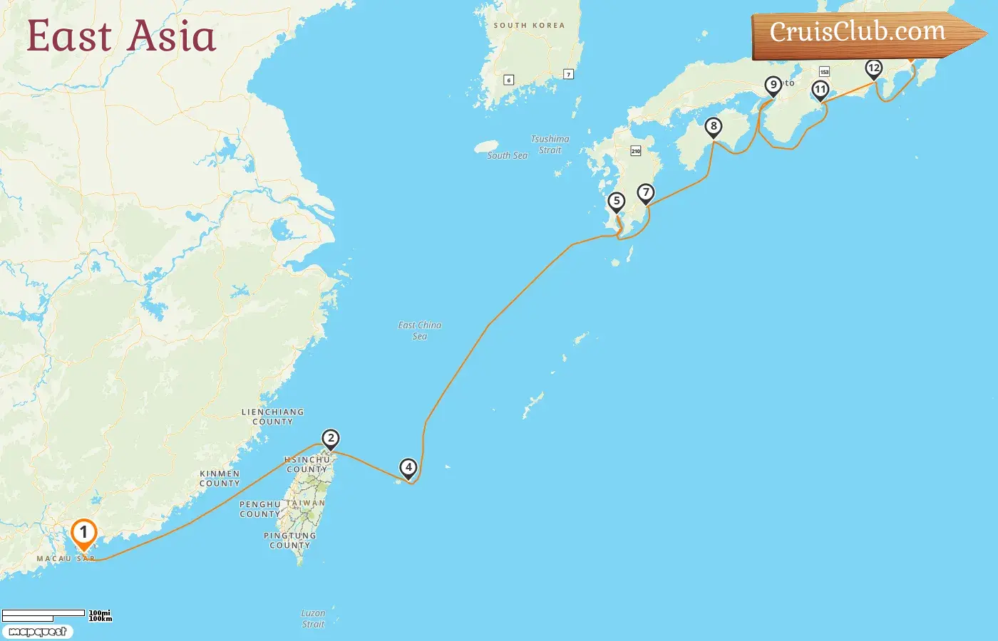 Cruise in the East Asia from Hong Kong to Yokohama aboard Seabourn Encore ship with visits to Hong Kong, Taiwan, and Japan for 13 days