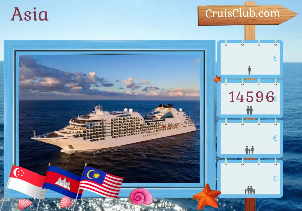 Cruise in the Asia from Singapore aboard Seabourn Encore ship with visits to Singapore, Thailand, Cambodia, and Malaysia for 15 days