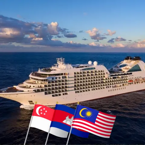 Cruise in the Asia from Singapore aboard Seabourn Encore ship with visits to Singapore, Thailand, Cambodia, and Malaysia for 15 days