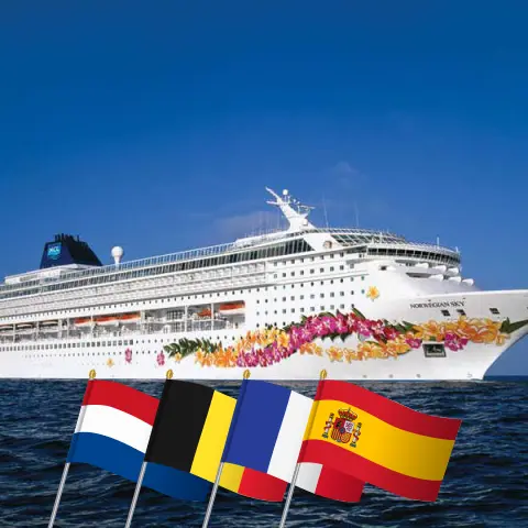 Croisière en Europe de l`Ouest de Southampton à Barcelone à bord du navire Norwegian Sky avec des visites aux Pays-Bas, en Belgique, en France et en Espagne pendant 12 jours