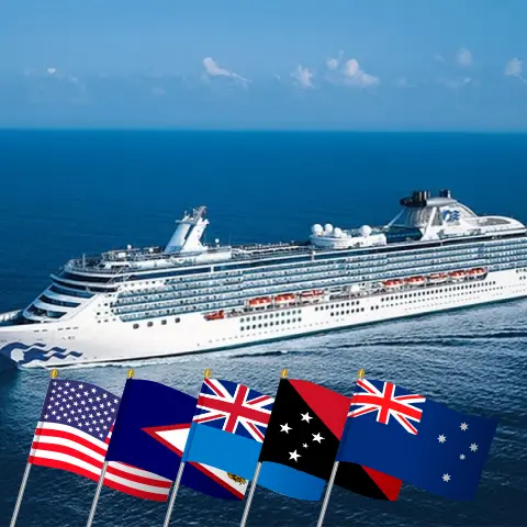 Cruise in the Pacific Ocean from Los Angeles to Sydney aboard Coral Princess ship with visits to USA, Fiji, Vanuatu, Papua New Guinea, and Australia for 37 days