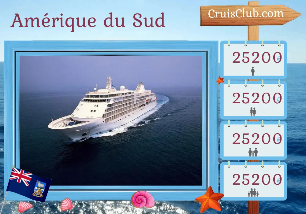 Croisière en Amérique du Sud de Buenos Aires à Valparaiso à bord du navire Silver Whisper avec escales en Argentine, en Uruguay, aux îles Falkland et au Chili pendant 19 jours