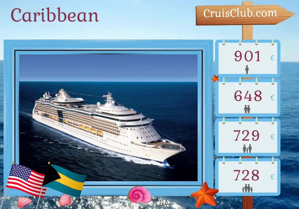 Cruise in the Caribbean from Fort Lauderdale aboard Radiance of the Seas ship with visits to USA and Bahamas for 5 days