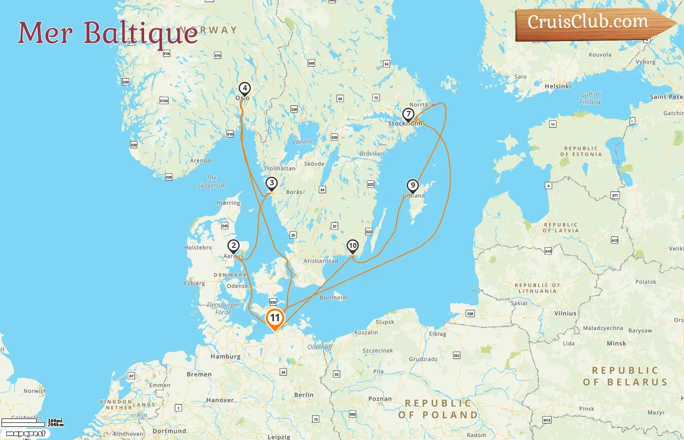 Croisière dans la mer Baltique au départ de Warnemünde à bord du navire AIDAmar avec des escales en Allemagne, au Danemark, en Norvège et en Suède pendant 11 jours