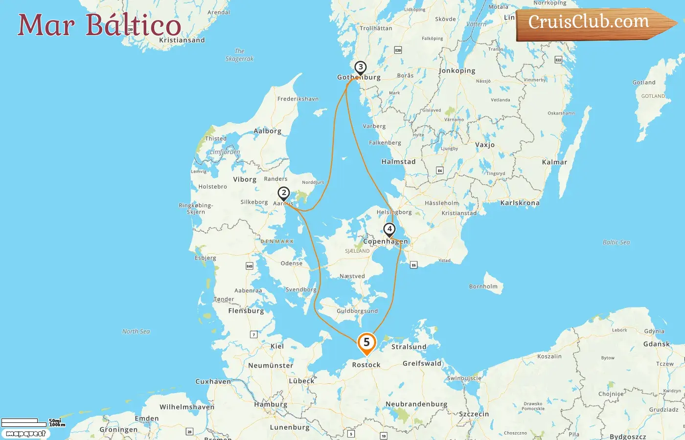 Crucero por el mar Báltico desde Warnemünde a bordo del barco AIDAmar con visitas a Alemania y Dinamarca durante 5 días