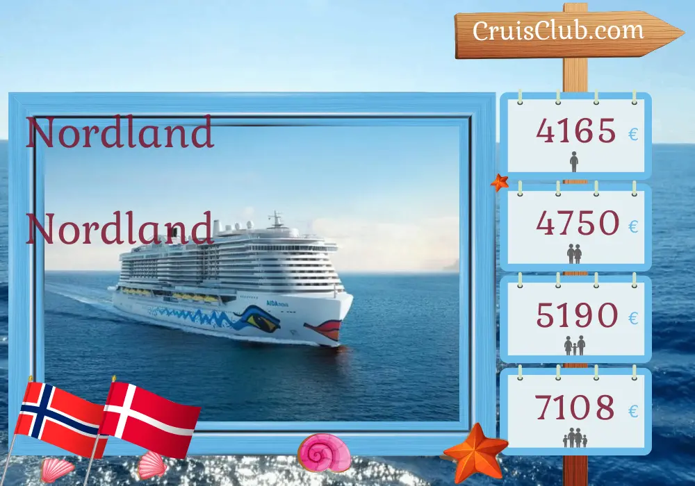 Cruzeiro no Norte a partir de Kiel a bordo do navio AIDAnova com visitas à Noruega e Dinamarca por 15 dias