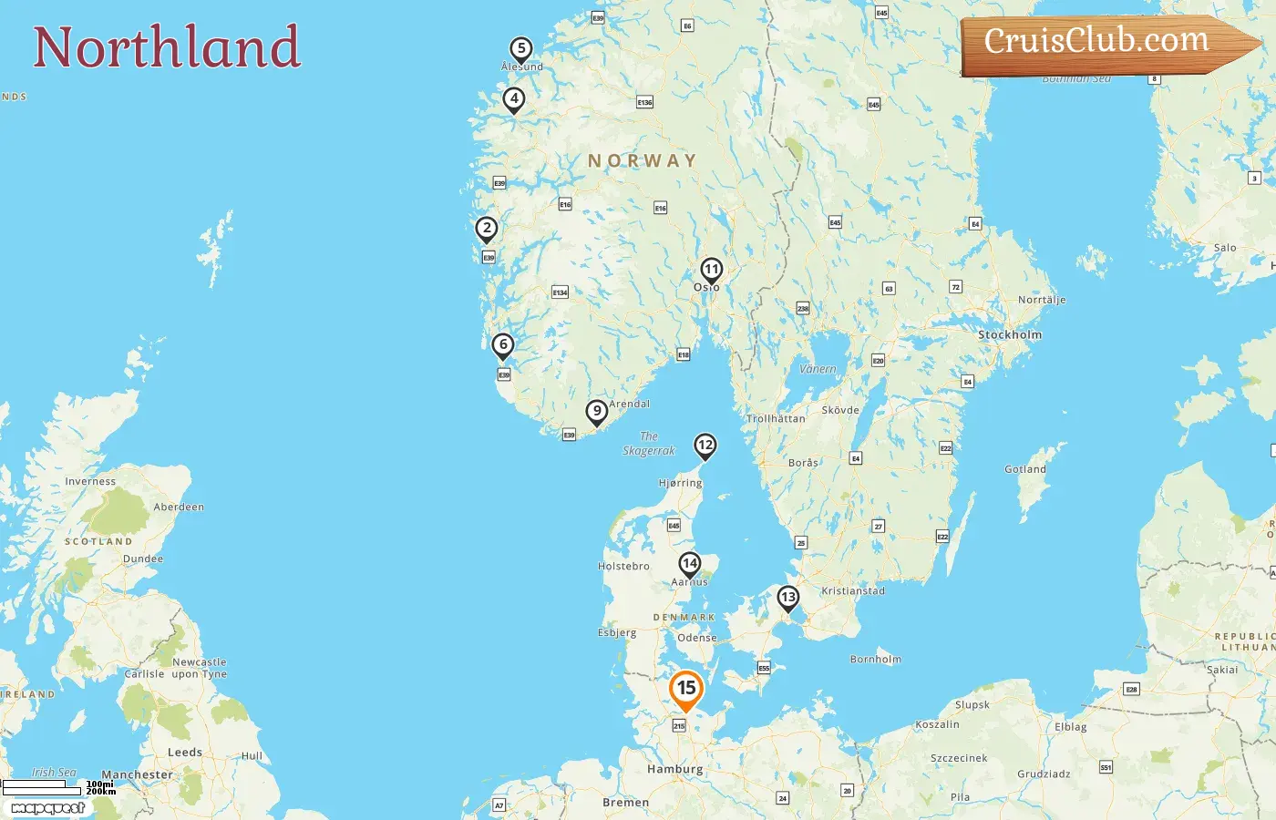 Cruise in the Northland from Kiel aboard AIDAnova ship with visits to Norway and Denmark for 15 days