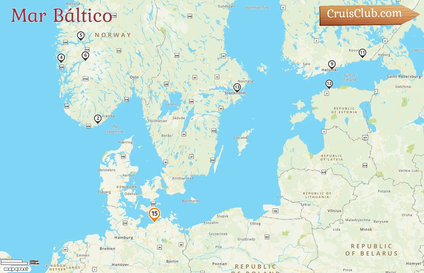 Cruzeiro no Mar Báltico partindo de Warnemünde a bordo do navio AIDAdiva com escalas na Alemanha, Noruega, Finlândia, Estônia e Suécia por 15 dias