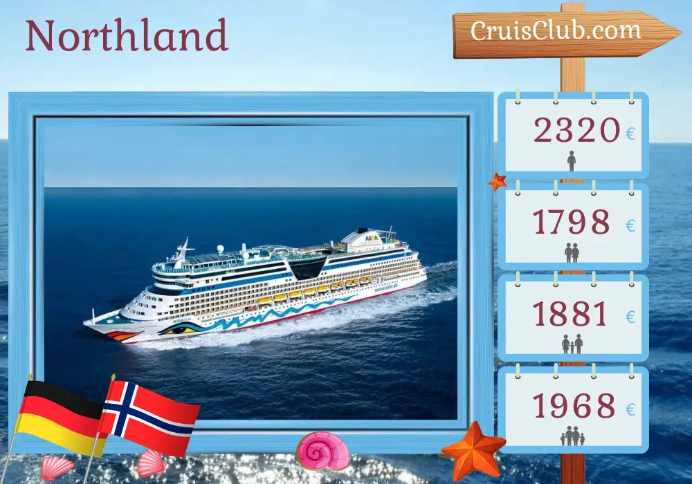 Northland Cruise from Warnemünde on board AIDAdiva with stops in Germany and Norway for 8 days