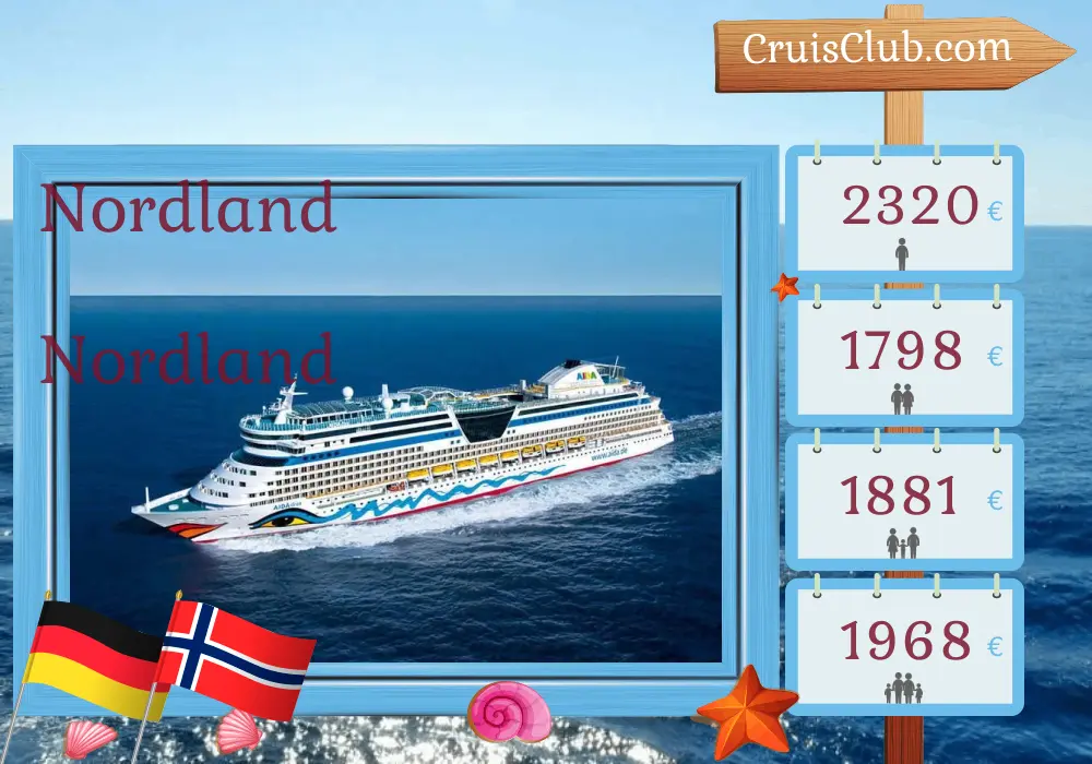 Cruzeiro no Norte a partir de Warnemünde a bordo do navio AIDAdiva com visitas à Alemanha e Noruega por 8 dias