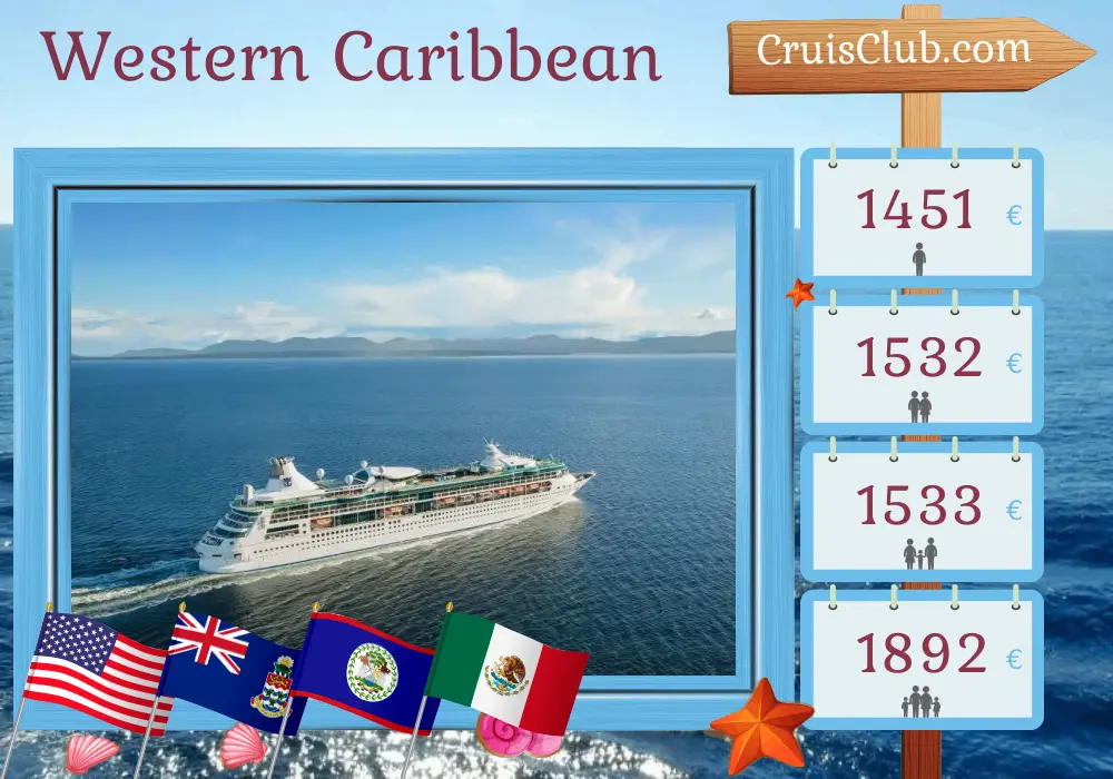 Cruise in the Western Caribbean from Tampa aboard Rhapsody of the Seas ship with visits to USA, Cayman Islands, Belize, Honduras, and Mexico for 9 days