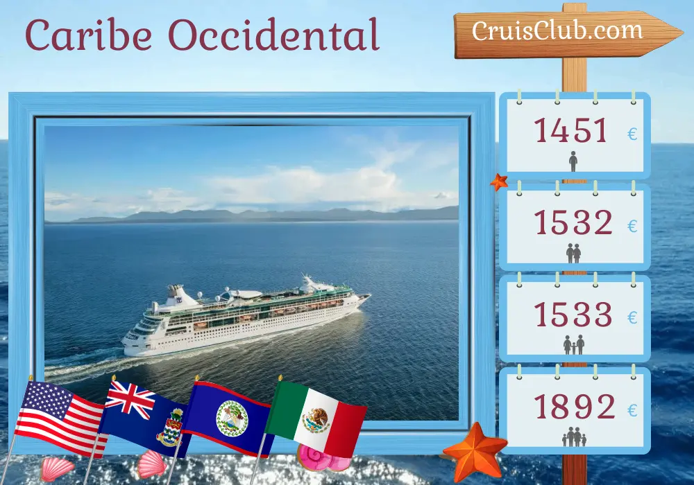 Crucero por el Caribe Occidental desde Tampa a bordo del barco Rhapsody of the Seas con visitas a EE. UU., Islas Caimán, Belice, Honduras y México durante 9 días
