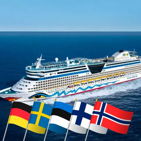 Круиз по Балтийскому морю из Варнемюнде на борту судна AIDAdiva с посещением Германии, Швеции, Эстонии, Финляндии и Норвегии на 15 дней