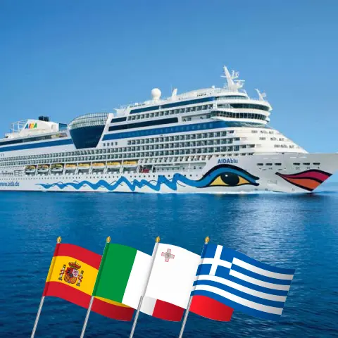 Круиз по Средиземноморью из Пальмы в Корфу на корабле AIDAblu с посещением Испании, Италии, Мальты, Греции и Турции на 17 дней