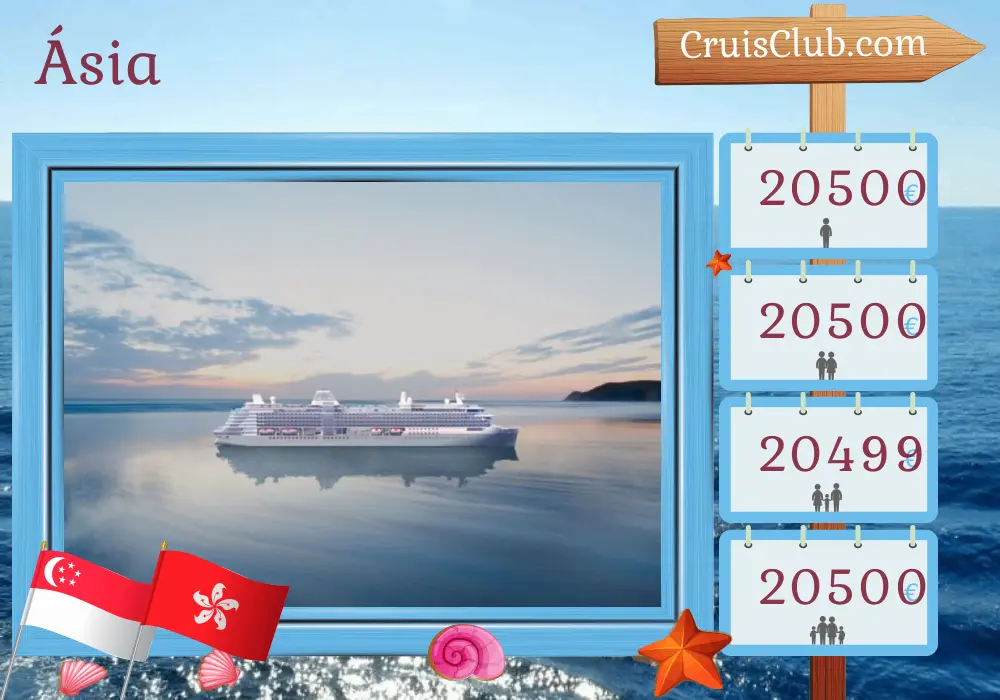 Cruzeiro na Ásia de Singapura a Hong Kong a bordo do navio Silver Nova com visitas a Singapura, Tailândia, Vietnã e Hong Kong por 15 dias