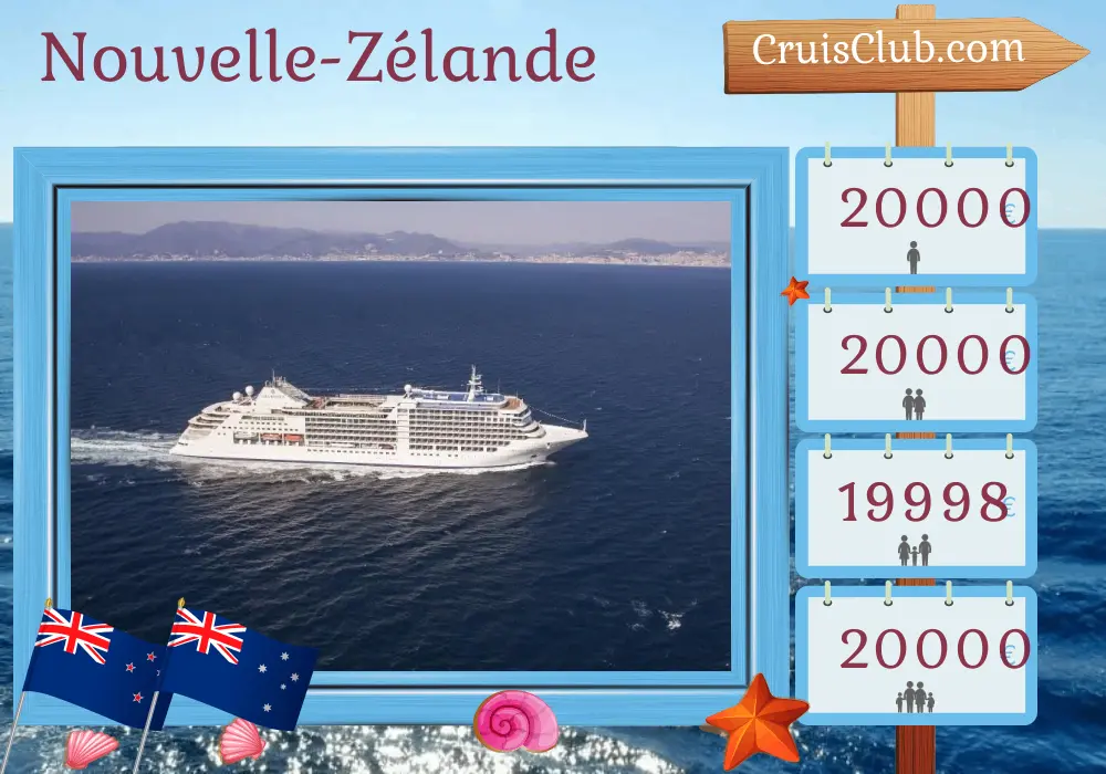 Croisière en Nouvelle-Zélande de Auckland à Melbourne à bord du navire Silver Moon avec des visites en Nouvelle-Zélande et en Australie pendant 19 jours