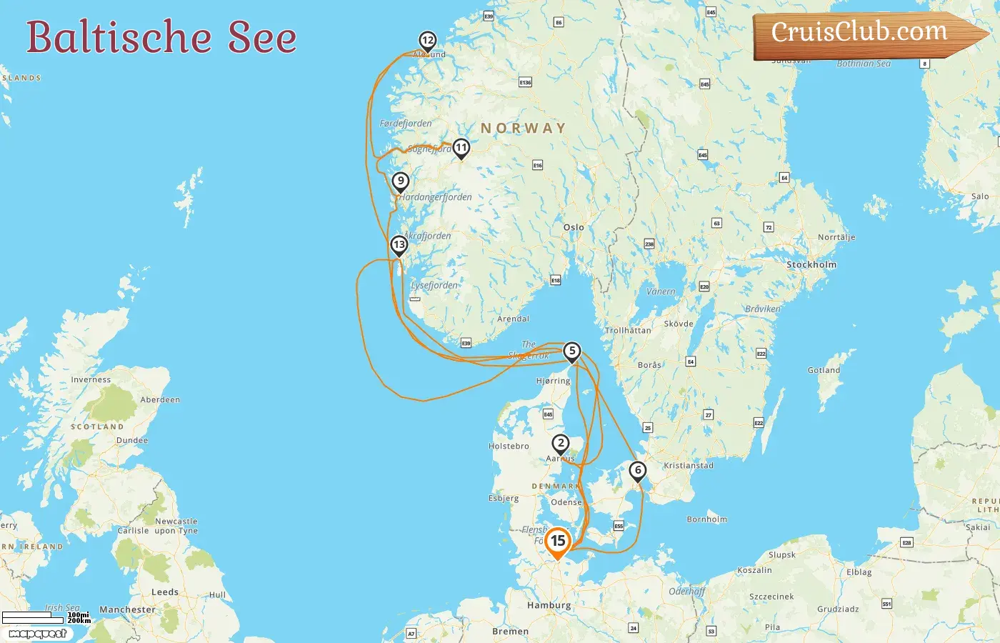 Kreuzfahrt in der Ostsee ab Kiel an Bord des Schiffes AIDAnova mit Stopps in Dänemark und Norwegen für 15 Tage