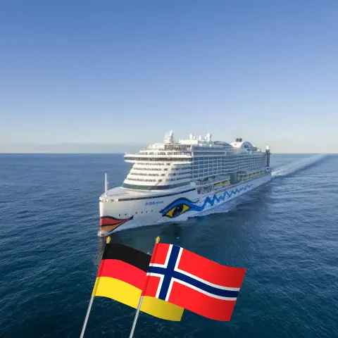 Cruzeiro no Norte a partir de Hamburgo a bordo do navio AIDAprima, com visitas à Alemanha e Noruega por 6 dias