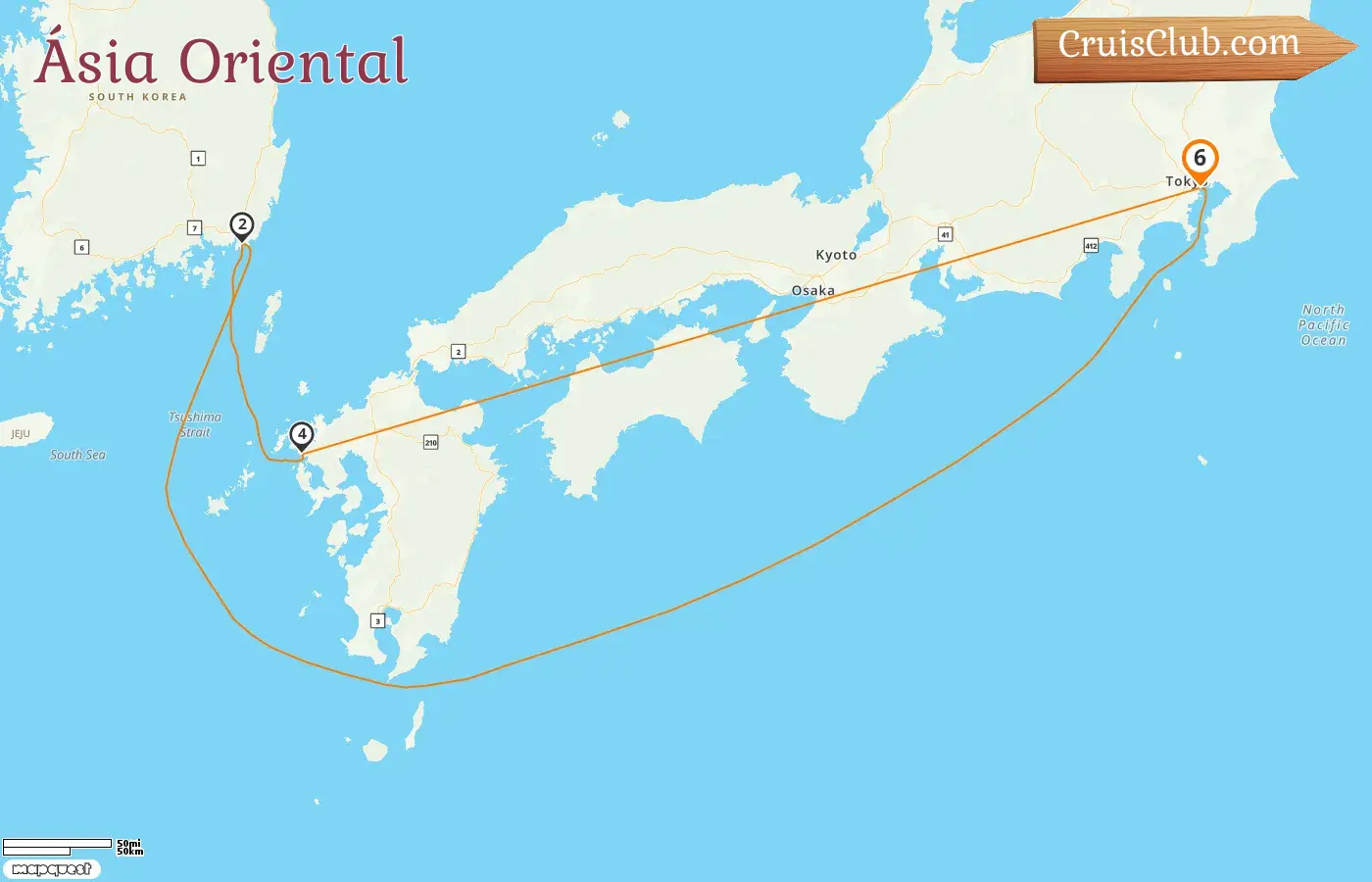 Cruzeiro no Leste da Ásia a partir de Tóquio a bordo do navio MSC Bellissima com visitas ao Japão e à Coreia do Sul por 6 dias