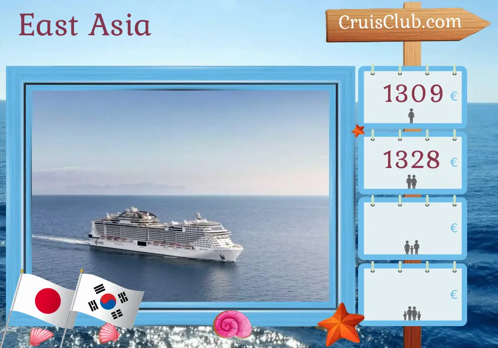 Kreuzfahrt in Ostasien ab Tokyo an Bord des MSC Bellissima-Schiffs mit Besuchen in Japan und Südkorea für 6 Tage