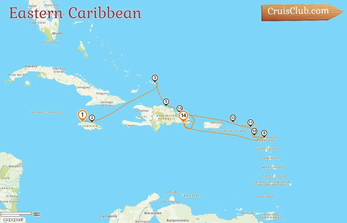 Cruise in the Eastern Caribbean from Montego Bay to La Romana aboard AIDAluna ship with visits to Jamaica and Dominican Republic for 14 days