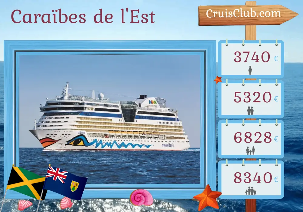 Croisière dans les Caraïbes orientales de Montego Bay à La Romana à bord du navire AIDAluna avec des escales en Jamaïque et en République dominicaine pendant 14 jours