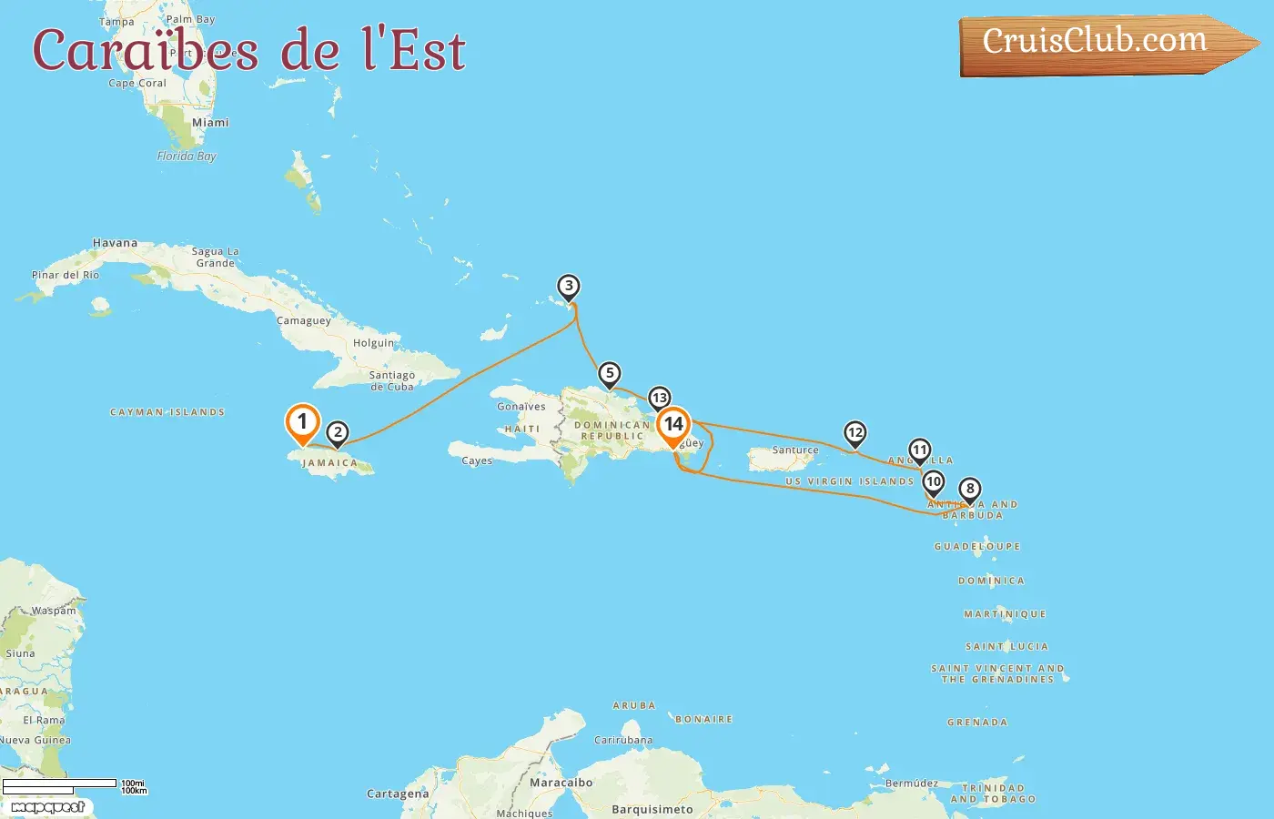 Croisière dans les Caraïbes orientales de Montego Bay à La Romana à bord du navire AIDAluna avec des escales en Jamaïque et en République dominicaine pendant 14 jours