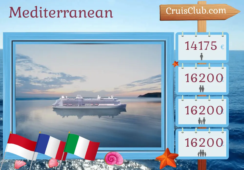 Cruise in the Mediterranean from Monte Carlo to Civitavecchia aboard Silver Ray ship with visits to Monaco, France, and Italy for 9 days