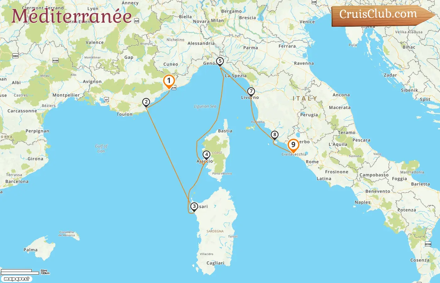 Croisière en Méditerranée de Monte-Carlo à Civitavecchia à bord du navire Silver Ray avec des visites à Monaco, en France et en Italie pendant 9 jours