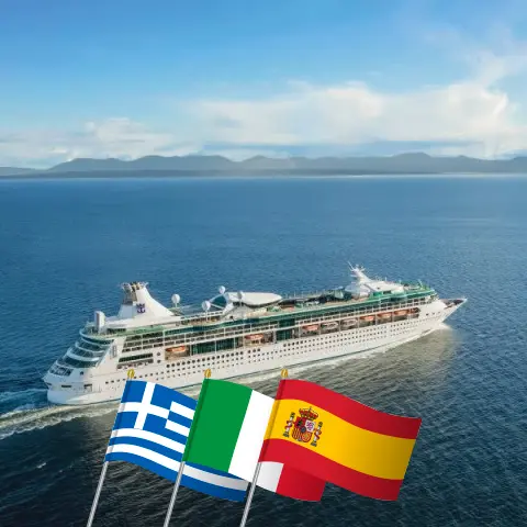 Kreuzfahrt im Mittelmeer von Piräus nach Barcelona an Bord des Schiffes Rhapsody of the Seas mit Stopps in Griechenland, der Türkei, Italien und Spanien für 9 Tage
