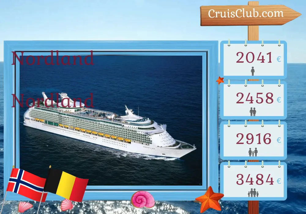 Cruzeiro no Norte a partir de Southampton a bordo do navio Mariner of the Seas com visitas à Noruega e Bélgica por 8 dias