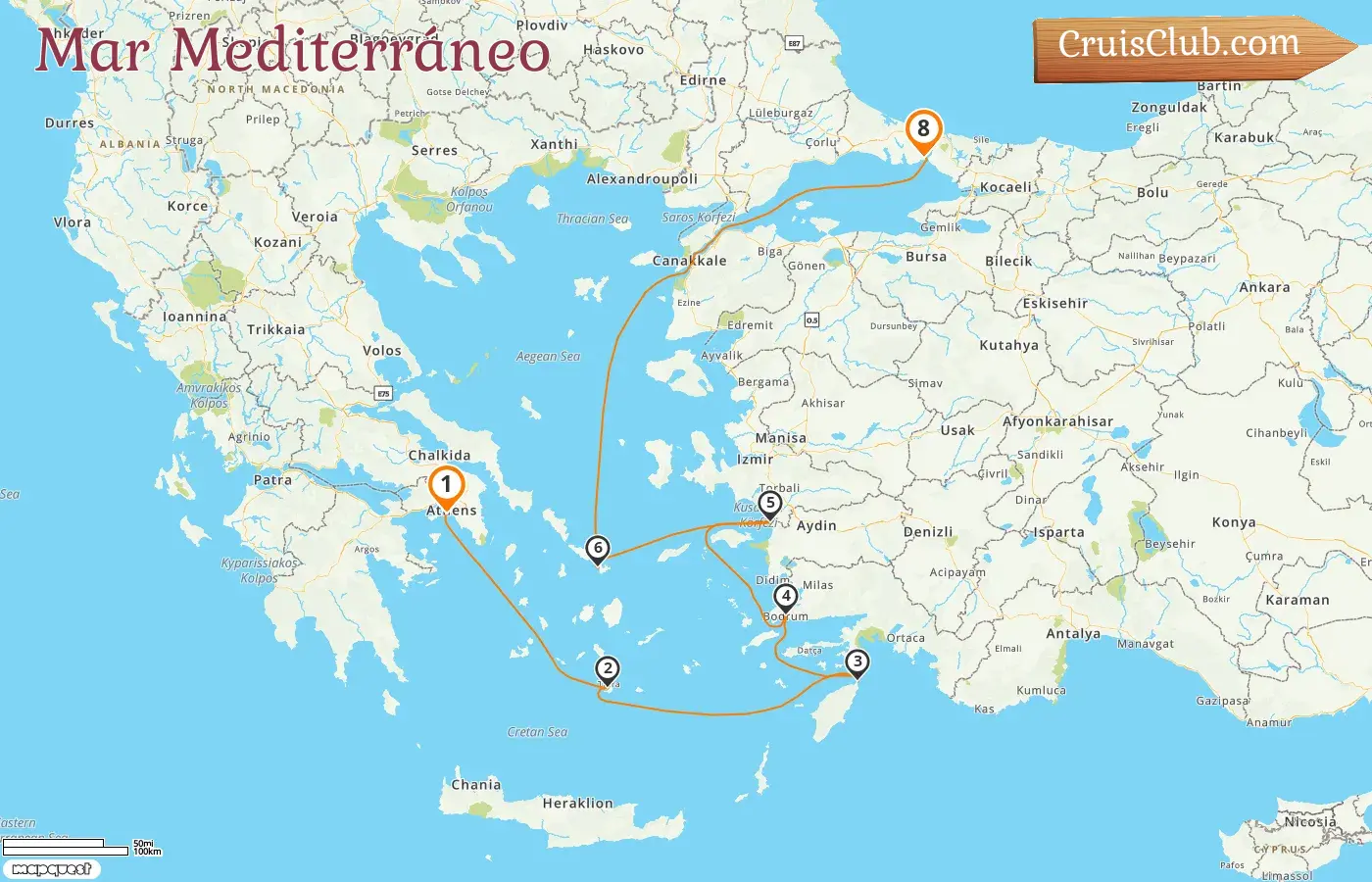 Crucero en el Mediterráneo de El Pireo a Estambul a bordo del barco Rhapsody of the Seas con visitas a Grecia y Turquía durante 8 días