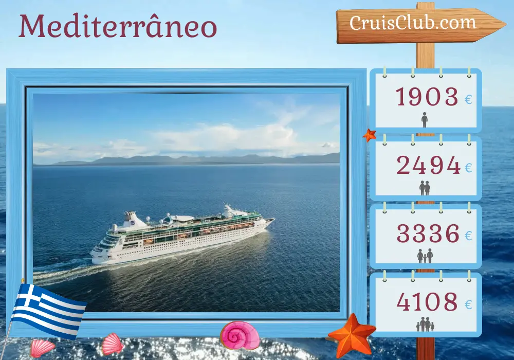 Cruzeiro no Mediterrâneo de Pireu a Istanbul a bordo do navio Rhapsody of the Seas com visitas à Grécia e Turquia por 8 dias