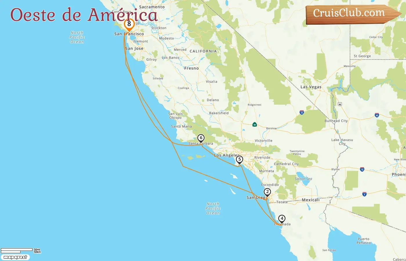 Crucero por América Occidental desde San Francisco a bordo del barco Ruby Princess con visitas a Estados Unidos y México por 8 días