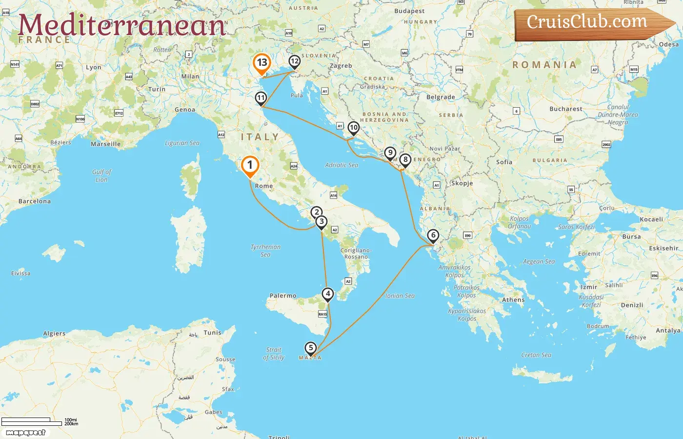 Cruise in the Mediterranean from Civitavecchia to Venice aboard Silver Spirit ship with visits to Italy, Malta, Albania, Montenegro, and Croatia for 13 days