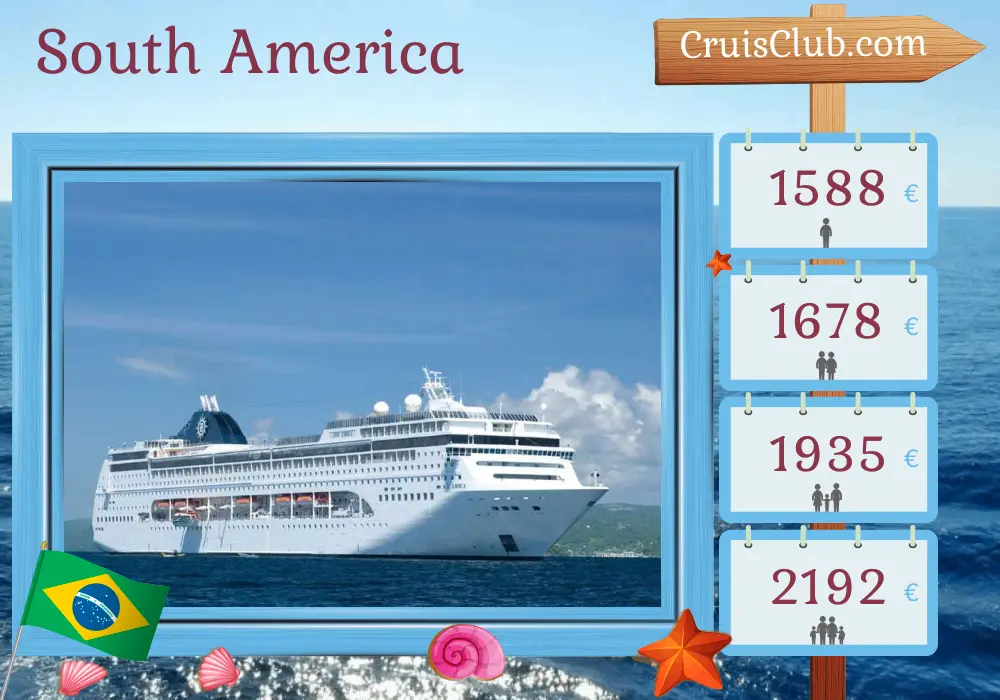 Cruise in the South America from Itajaí to Saints aboard MSC Lirica ship with visits to Brazil for 7 days