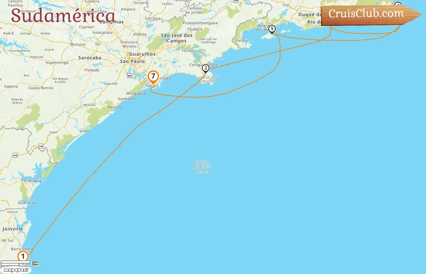Crucero por Sudamérica de Itajaí a Santos a bordo del barco MSC Lirica con visitas a Brasil durante 7 días