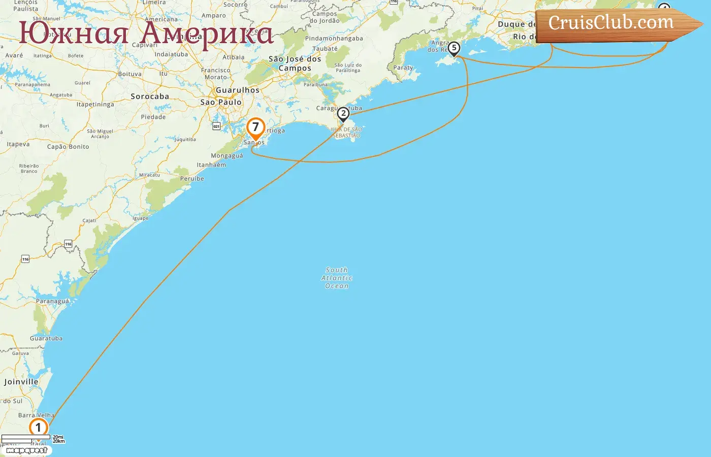 Круиз по Южной Америке из Итаджай в Сантос на борту судна MSC Lirica с посещением Бразилии на 7 дней