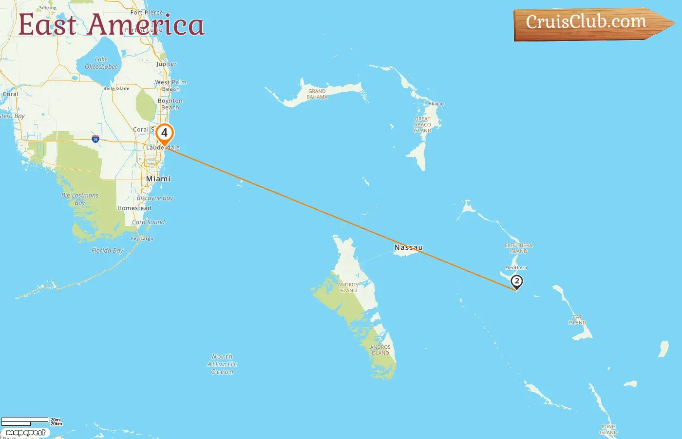 Cruise in the East America from Fort Lauderdale aboard Disney Dream ship with visits to USA and Bahamas for 4 days