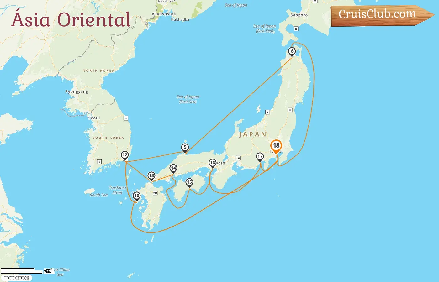 Cruzeiro no Leste da Ásia a partir de Yokohama a bordo do navio Diamond Princess com visitas ao Japão e à Coreia do Sul por 18 dias