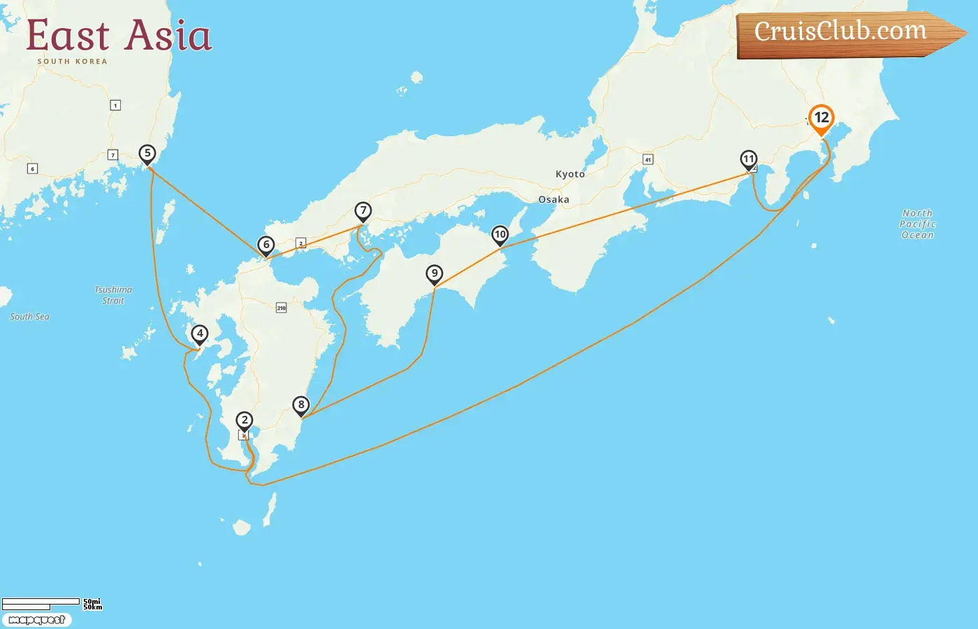 Cruise in the East Asia from Yokohama aboard Diamond Princess ship with visits to Japan and South Korea for 12 days