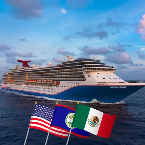 Cruzeiro no Caribe Ocidental saindo de Tampa a bordo do navio Carnival Legend com visitas aos EUA, Belize, Honduras e México por 7 dias
