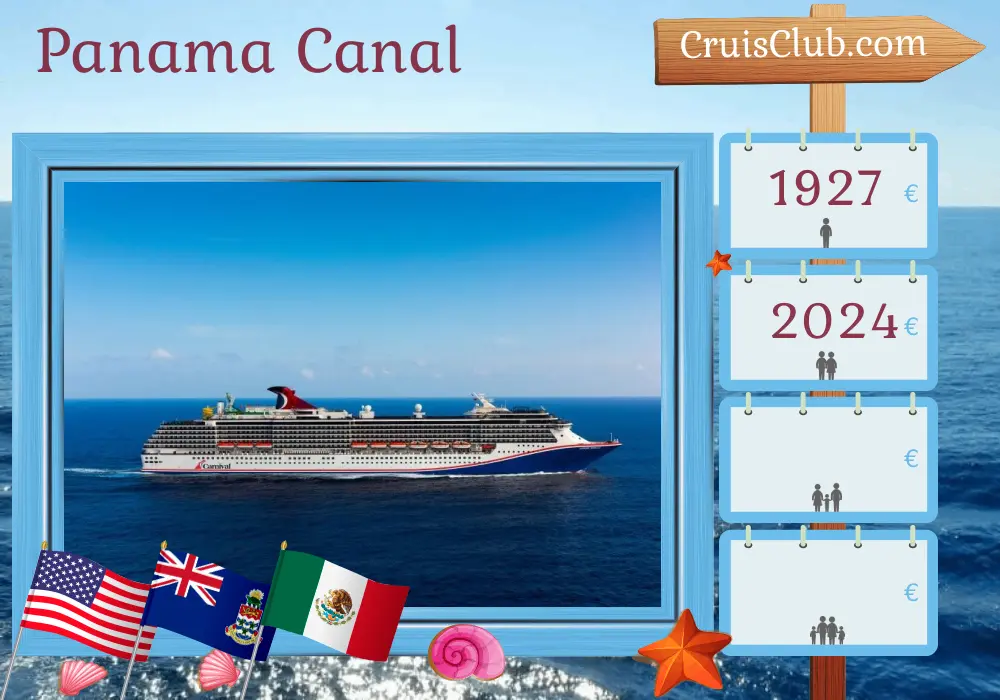Cruise in the Panama Canal from Tampa to Seattle aboard Carnival Miracle ship with visits to USA, Cayman Islands, Colombia, Panama, Costa Rica, and Mexico for 17 days