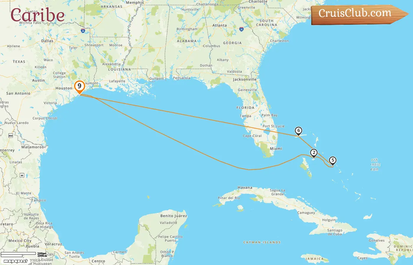 Cruzeiro no Caribe partindo de Galveston a bordo do navio Carnival Jubilee com visitas aos EUA e Bahamas por 9 dias