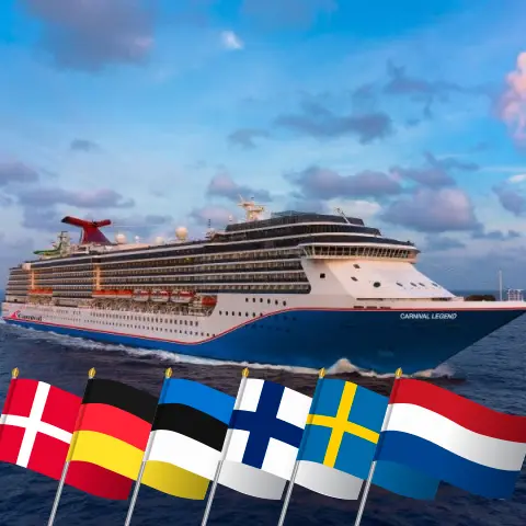 Crucero por el Mar Báltico desde Dover a bordo del barco Carnival Legend con visitas a Dinamarca, Alemania, Estonia, Finlandia, Suecia y Países Bajos durante 13 días